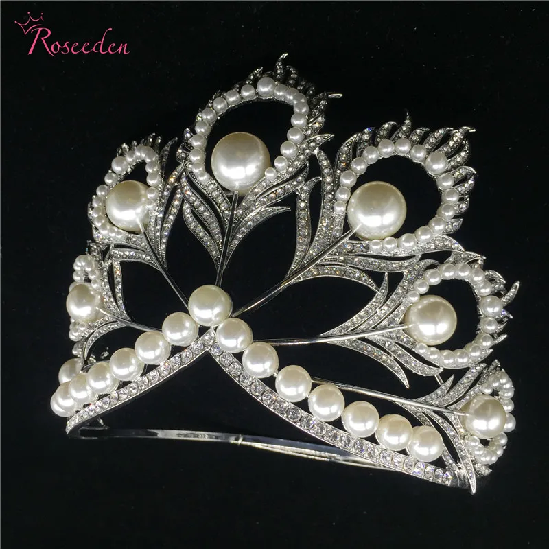 Хит продаж Корона Miss Universe разных размеров жемчужные перья круглые тиары RE484C|big crown