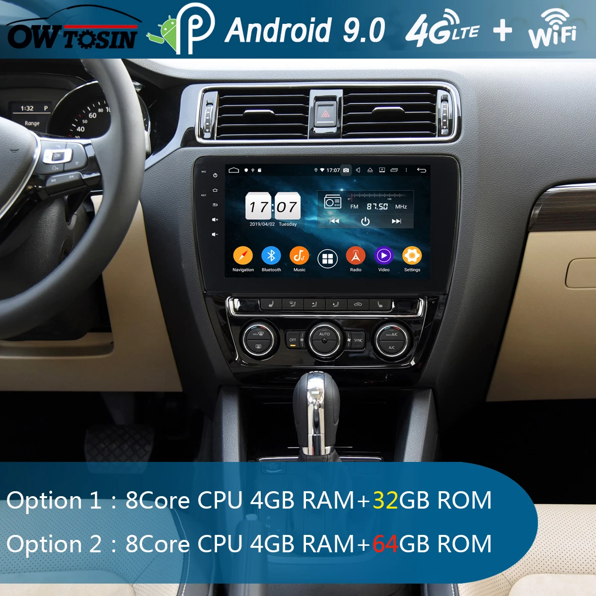 

10.1" IPS Octa 8 Core Android 9.0 4GB RAM+64GB ROM Car Radio GPS Navi For Volkswagen VW Sagitar 2015 2016 DSP CarPlay Parrot BT