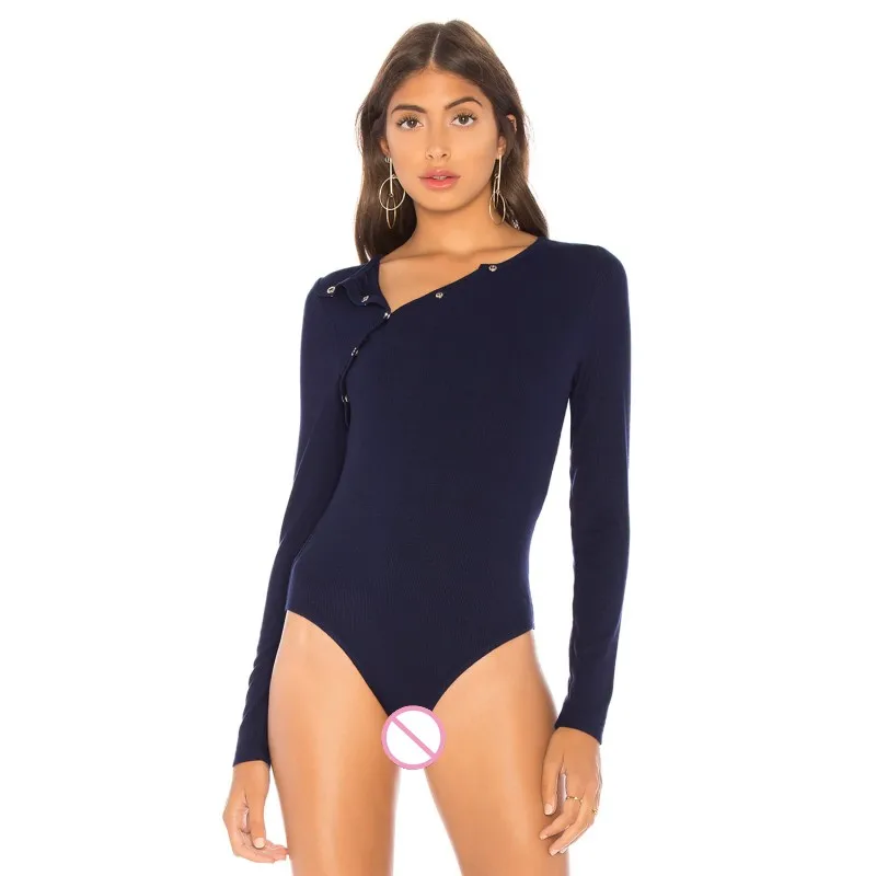 

Zmvkgsoa Rompers Womens Jumpsuit Sexy Lady Long Sleeve Jumpsuits Bodysuit Asymmetric Snap Button Short Romper Playsuit Y32320