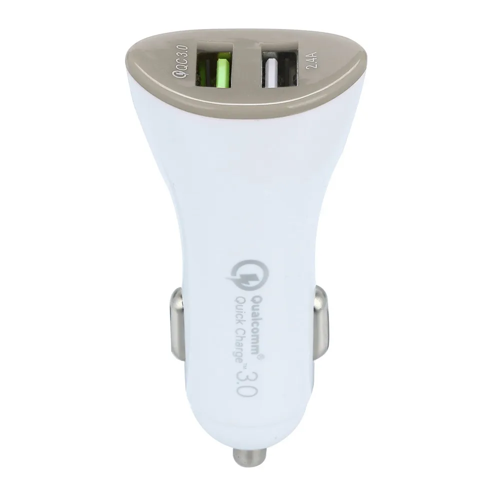 Автомобильное зарядное устройство с двойным Usb 5 В 2.4A Быстрая зарядка QC3.0 12-24 в