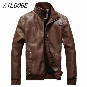 

AILOOGE Spring And Autumn Men's Clothing Men's Leather Jacket, PU Overcoat With Woolen Lining, Faux Leather Coats And Jackets