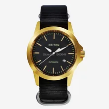 42 мм Neiton сапфир Золотой Желтый корпус из нержавеющей стали стеклянный светящийся Автоматический ход Мужские t часы E1281