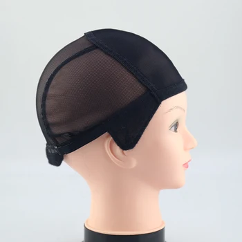 Stretch Lace Wig Caps For Making Wigs Black Mesh Hair Net Wig Weaving Cap With Adjustable Straps 4