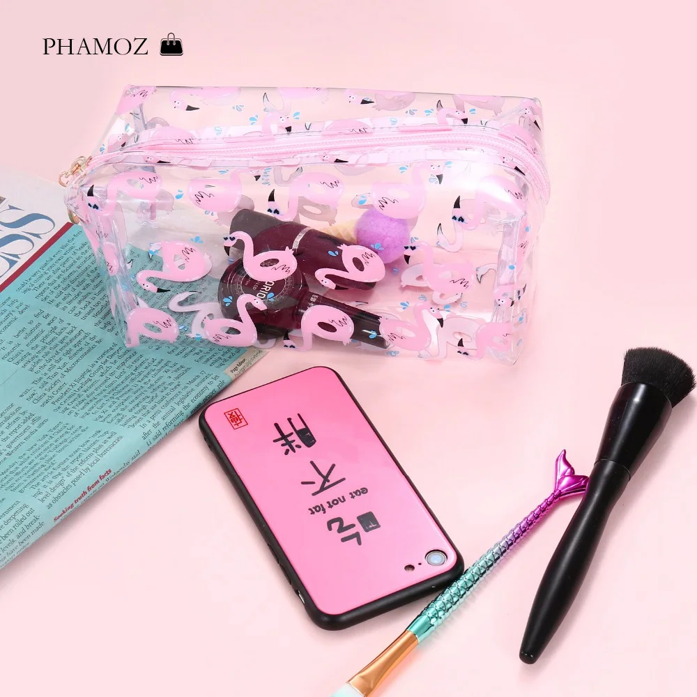

PHAMOZ Luxury Travel PVC Cosmetic Bags Women Transparent Clear Zipper Makeup Bags Organizer Bath Wash Make Up Tote Handbags Case