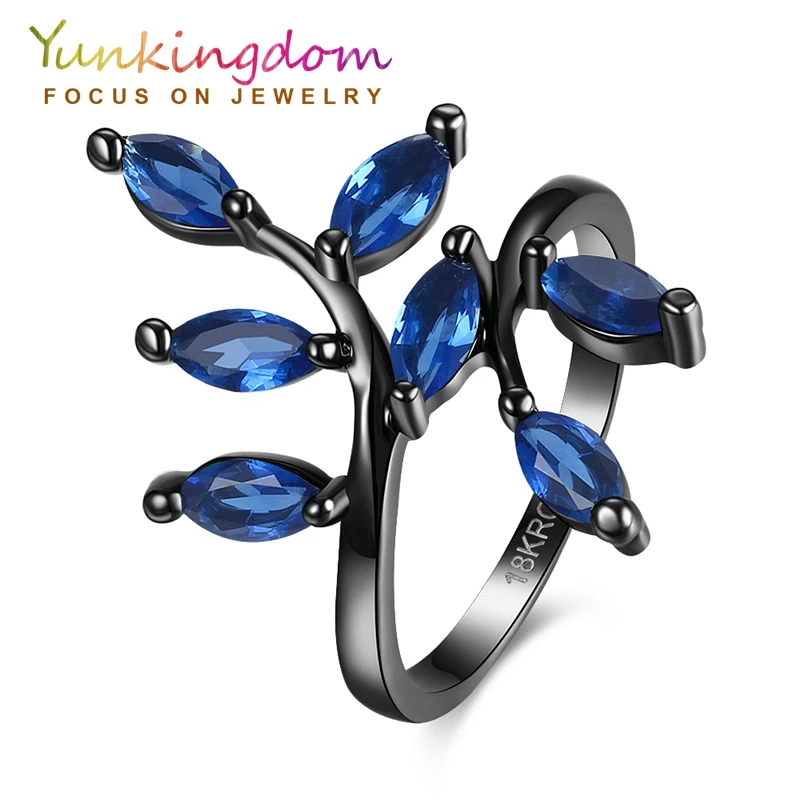 Yunkingdom Leaves Shaped Zircon Crystal Finger Rings for Women Gifts Fine Jewelry Fashion Party | Украшения и аксессуары