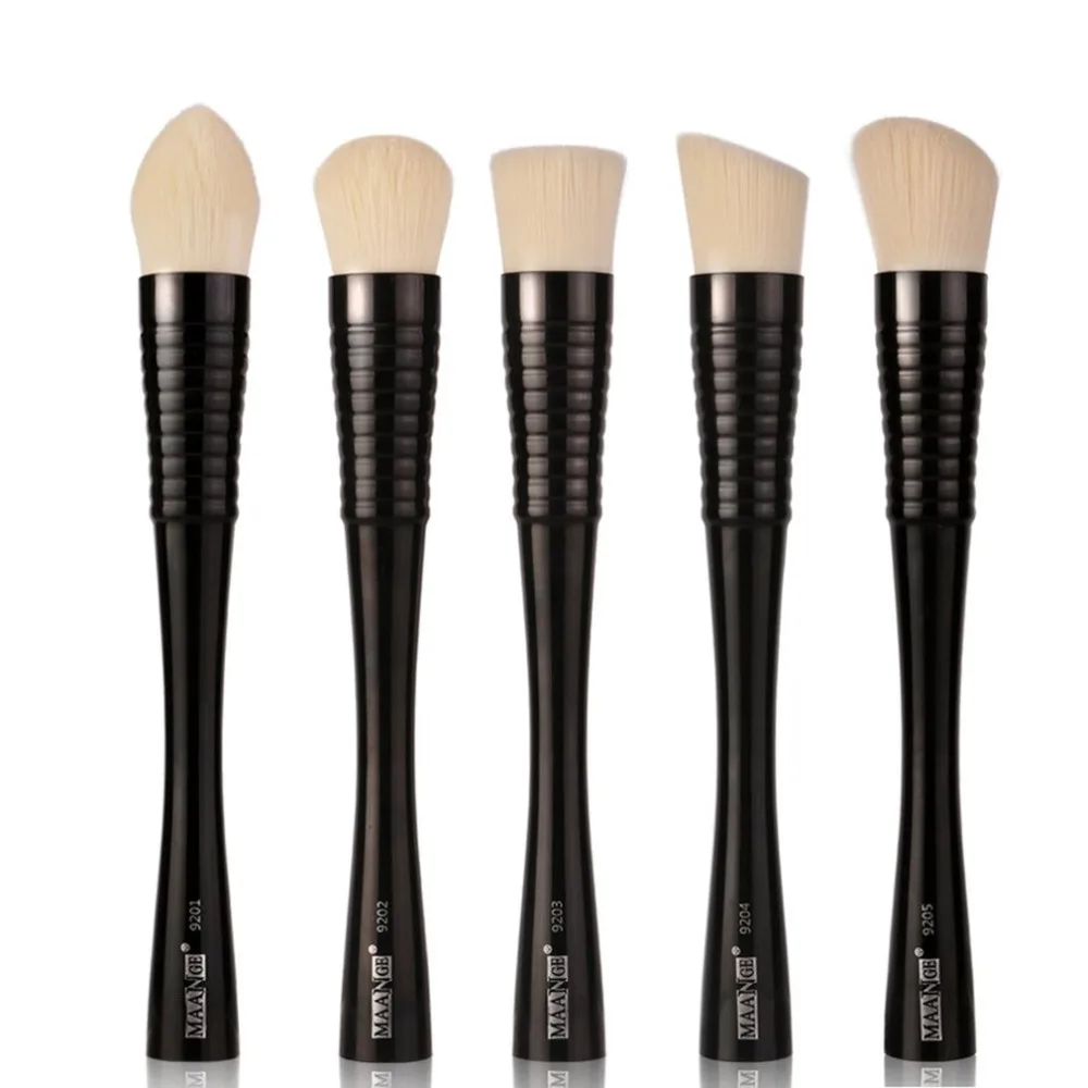 MAANGE 5Pcs Flat Top Blush Makeup Brush Foundation Contour Powder Blending Cosmetic Face Make Up