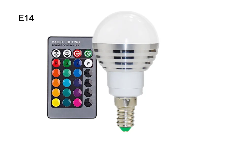 1 шт Цвет меняющийся прожектор Светодиодная rgb-лампа с памятью E14 E27 светодиодный лампы дистанционного свет 24 ключевых контроллер для