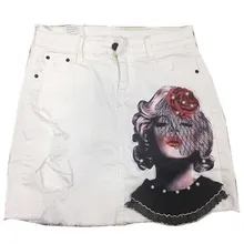 Плюс тянущаяся Талия Цветочные Джинсовые юбки с вышивкой Женская короткая джинсовая юбка-карандаш saias Повседневная