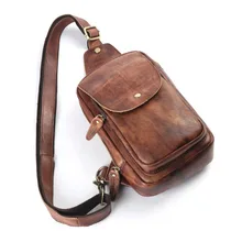 Мужская винтажная нагрудная сумка из натуральной кожи, высококачественная повседневная сумка на плечо, сумка через плечо, дорожные сумки