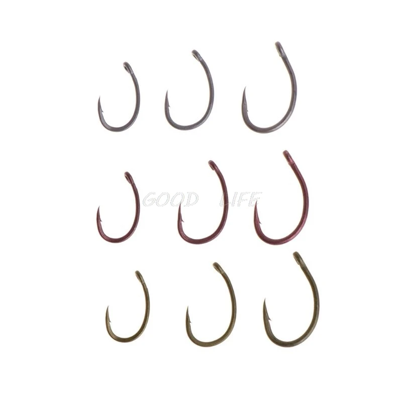 

10pcs Fishing Hook Carp High Carbon Steel 6#8#10# Teflon Barbed Tackle Accessory dropshipping