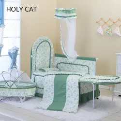 HOLYCAT Колыбель режим Европейский роскошный ткань кроватки Multi-function Регулируемая игровая кровать бесплатная постельные принадлежности 4 шт