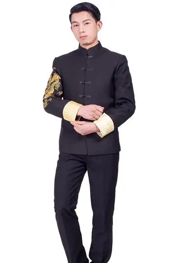  Style chinois traditionnel ZhongShan costumes veste + pantalon hommes tenue mâle Kungfu vêtements S