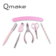 7 шт./лот набор инструментов для маникюра из нержавеющей стали, ножницы для стрижки ногтей, пинцет для удаления акне, игла, пилочка для ногтей для женщин