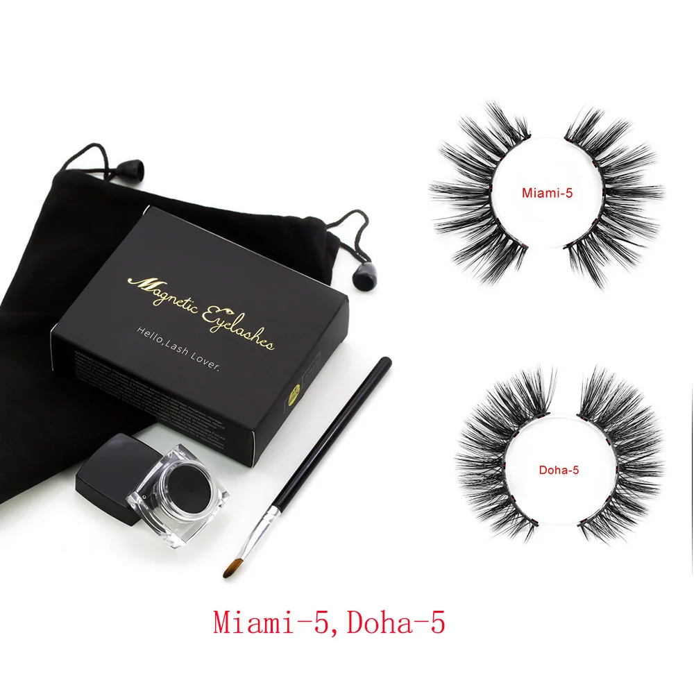 Магнитная подводка для глаз, крем, Водостойкая Подводка для глаз, гладкая, быстросохнущая подводка для глаз, набор, легко носить, макияж, косметическая подводка для глаз с подарочной коробкой - Цвет: Miami-Doha