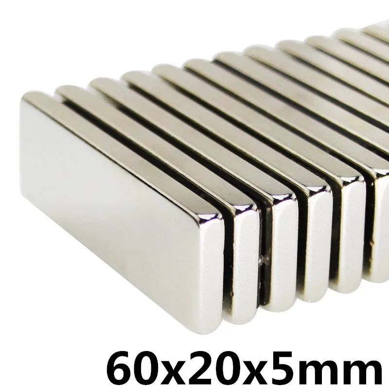 1 шт. 60x20x5 Сильные редкоземельные кубические квадратные Редкоземельные неодимовые магниты 60x20x5 мм постоянные 60*20*5