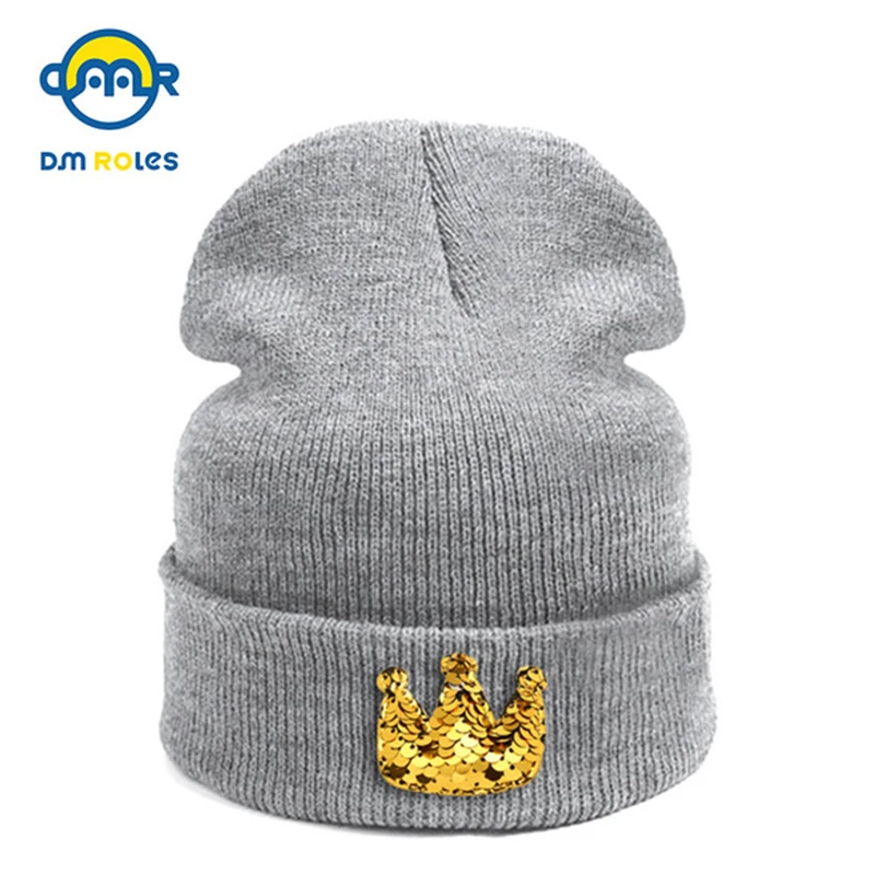 

DMROLES 2019 Fashion New Baby Hat Skullies Beanies Cute Boys Girls Hat Pattern DIY Design Winter Sequin Thin Warm Children Hat