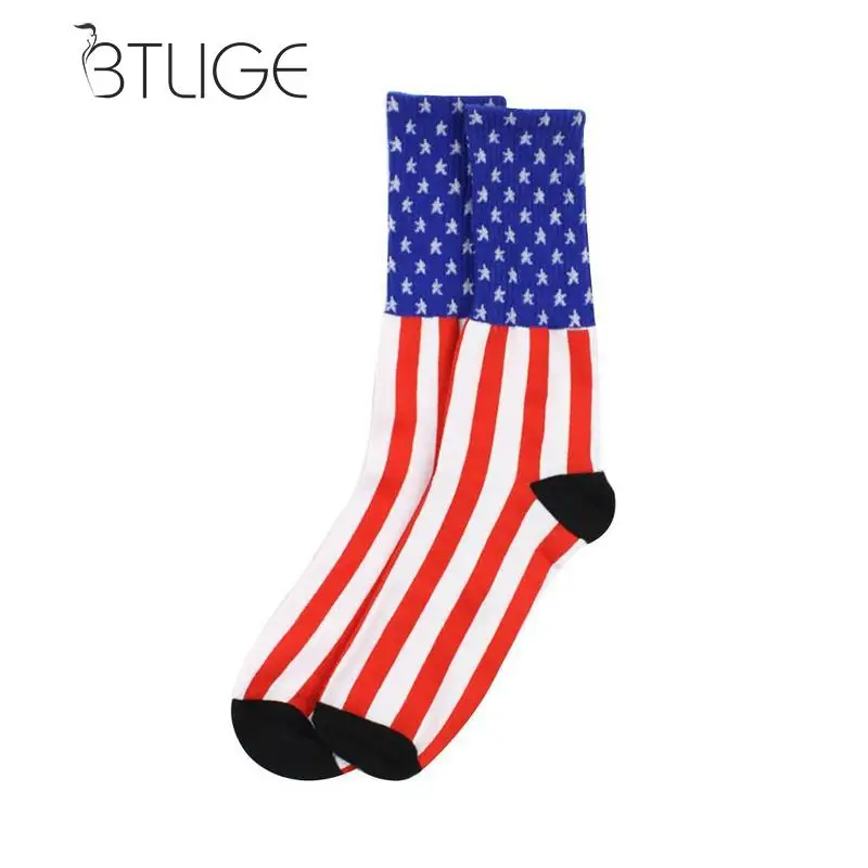 

BTLIGE Fashion American Flag Mens Cotton Stars Stripes USA Socks Old Glory Casual Crew Clothing Accessories Dropship