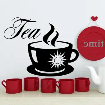 

Wall Decals Tea Cup Decal Sticker Cafe Kitchne Decor Vinyl Art Interior