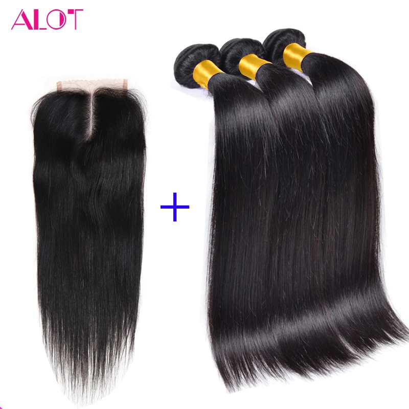Malaysian Virgin Hair With Closure Grade 8A Malaysian Straight Hair With Closure Cheap Human Hair Weave With Closure And Bundles