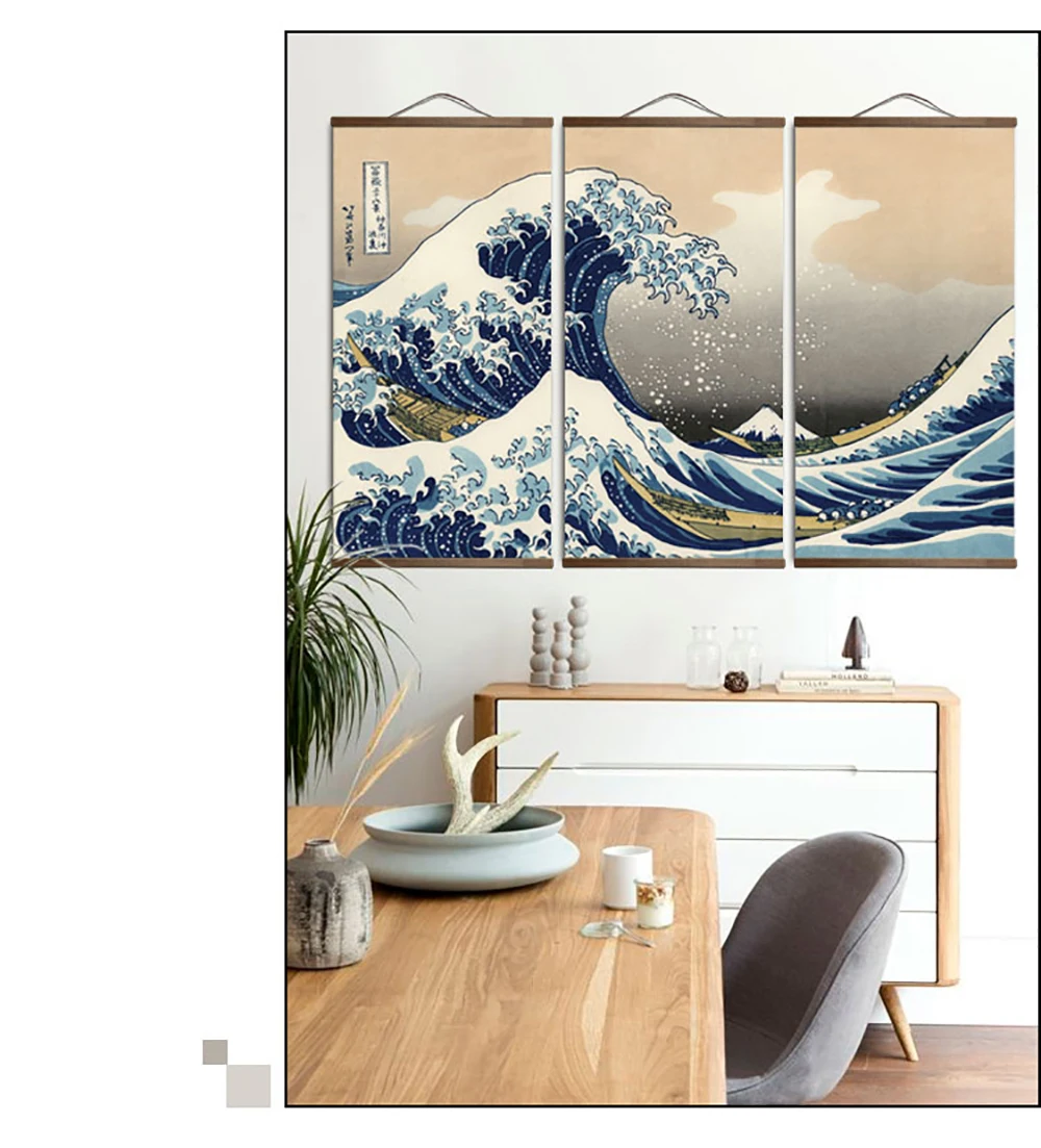 Постеры и принты, живопись на стену, искусство в японском стиле, Ukiyo, e Kanagawa Surf, холст, художественная живопись, настенные картины для гостиной