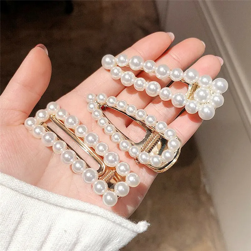 

2019 Brand New Sweet Pearl Hair Clip for Women Girls Elegant Barrette Stick Hair Styling Headwear 1Pc Women Hairgrips 8Styles
