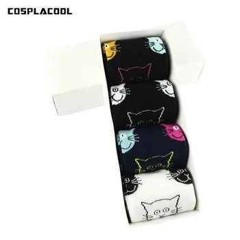 

[COSPLACOOL]4 Style Cartoon Face Cat Pattern Cotton Women Socks Cute Animals Sweet Female Funny Sock Fashion Unisex Meias No Box