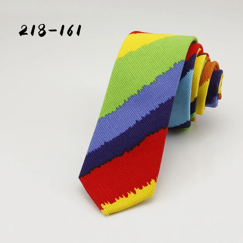 Men's Rainbow Striped Ties Skinny Cotton Flower Paisley Ties Slim