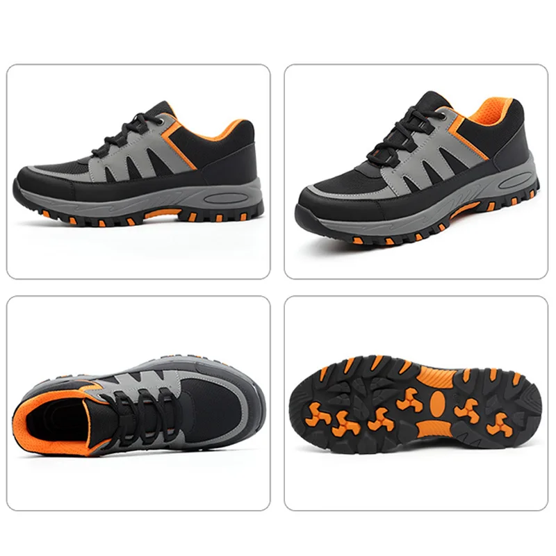 Ar Grey Causal Ao Puncture Respirável Do Durável Sneaker proof Sapatos Trabalho X De Aço Orange Dos Antiderrapante Biqueira Verão Livre Segurança Homens 5Axpqw