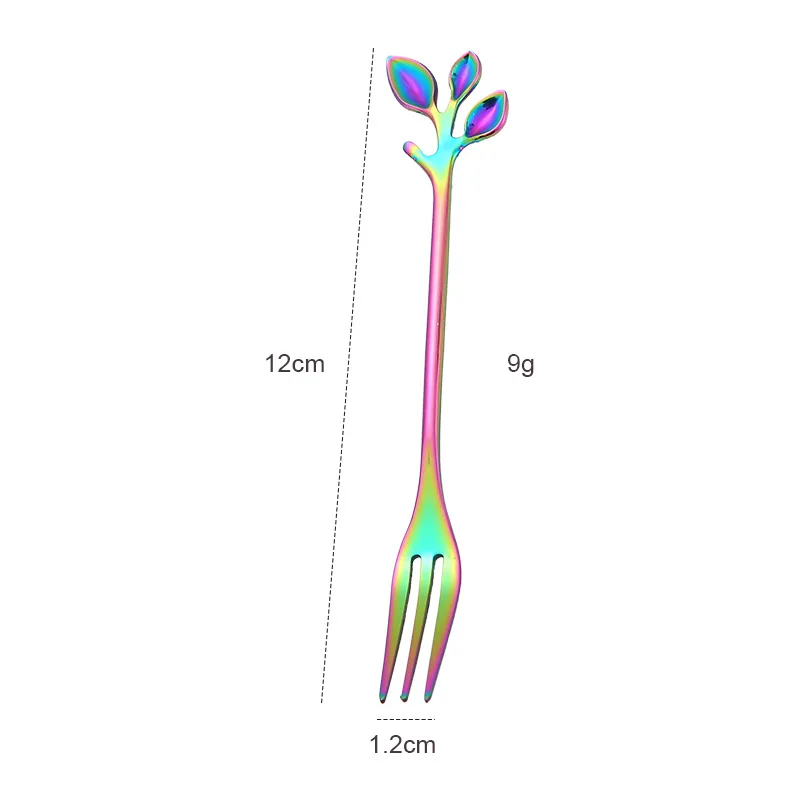 Tofok ложка из нержавеющей стали, ветка, лист, фруктовая вилка, ложка для размешивания кофе, подарочная посуда в скандинавском стиле, красочные десертные столовые приборы