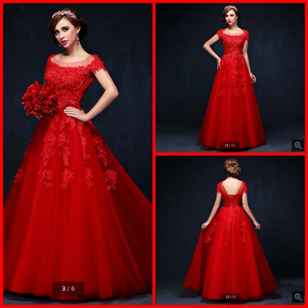 

2017 elegant free shipping red lace appliques beaded evening dress sheer back sexy cap sleeve corset evening gowns hot sale