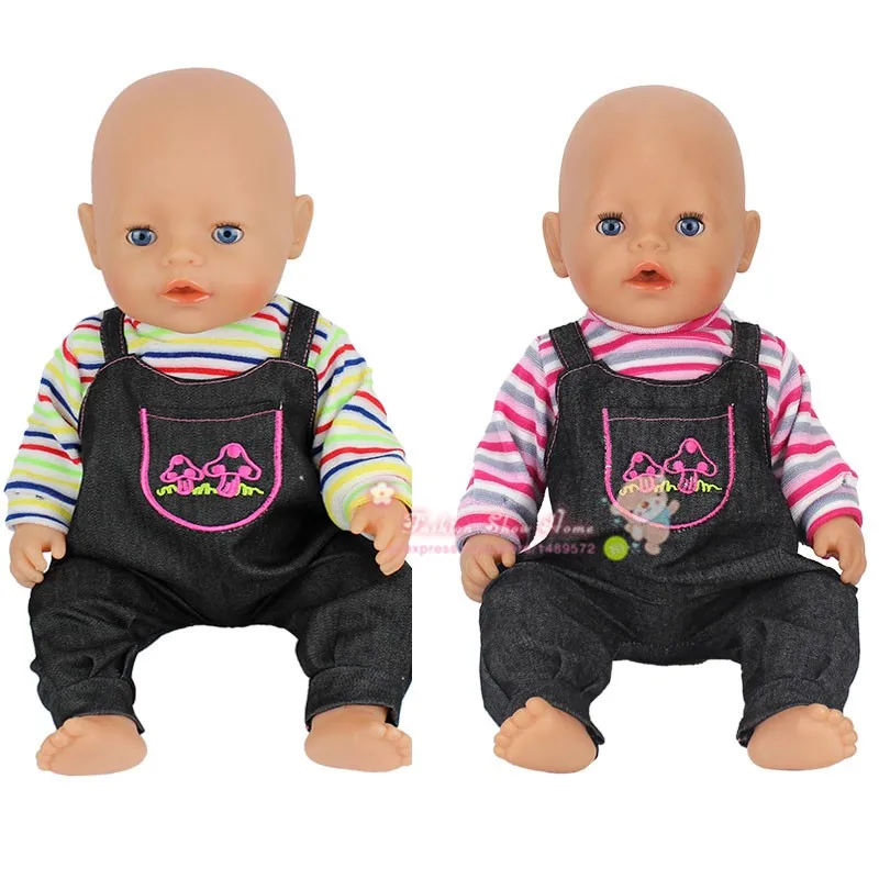 

2color choose grid jumpsuit clothes for for 43cm/17inch baby doll , children best gift