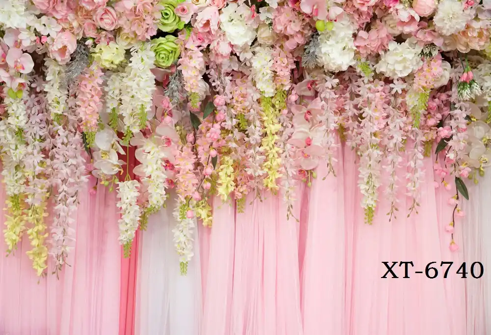 Bridal Shower Wedding Floral Wall Backdrop Flowers Curtain Dessert