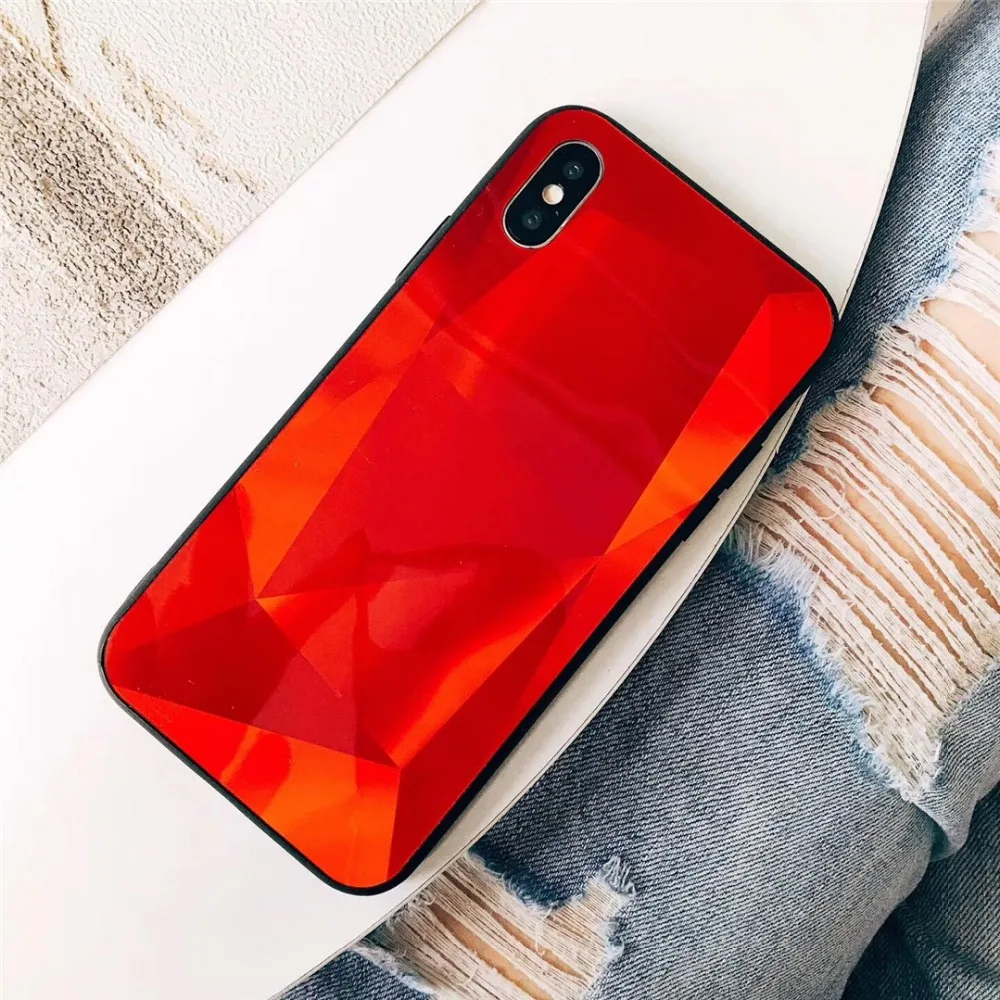 HUANQING Luxury 3D Rhombic Phone Case for iPhone 6 6S Plus 8 7 Plus Fashion Simple Bling Diamond Cover  for iPhone X Xs Max XS XR Case11