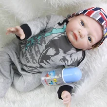 Handmade Reborn Baby Doll 20 Inch Newborn Lifelike Silicone Babies Boy Realistic Dolls Toy With Gary Clothes Kids Birthday Gift