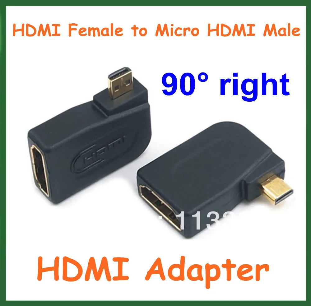 100pcs HDMI Adapter HDMI Female to Micro HDMI Male 90 Degree Angle