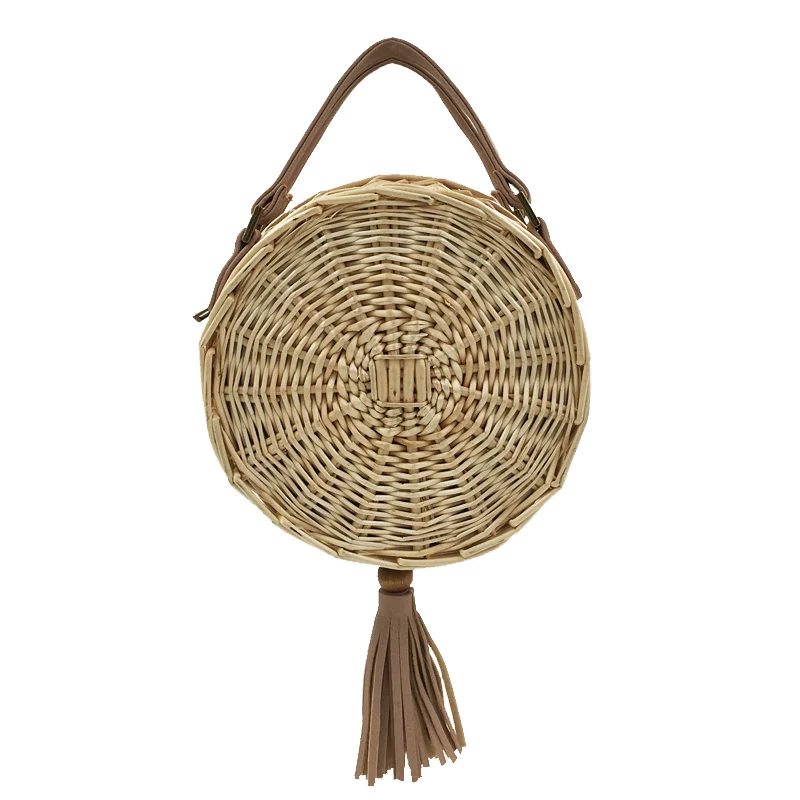 الروطان نسج سيدات حقيبة كتف الأزياء الخوص القش حقائب الشاطئ السيدات شرابات رسول Crossbody حقيبة الإناث يد حمل