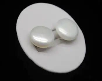 

Beautiful 12-13mm white coin pearl 925 Silver stud earrings