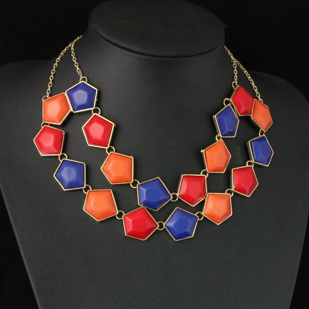 

CirGen Fashion Vintage Chain Choker Necklace Geometric Resin Pendant Collar Bib Necklace Women Jewelry Item,AF895