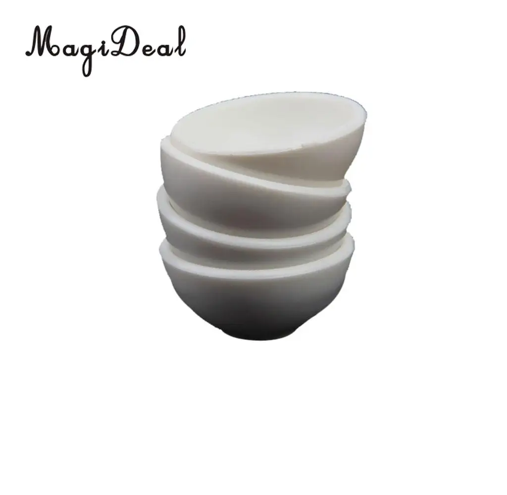 MagiDeal Mini 4Pcs/Lot Dollhouse Miniature White Round Rice Bowls Tableware Kitchenware for Food Rice Child Pretend Play Toys