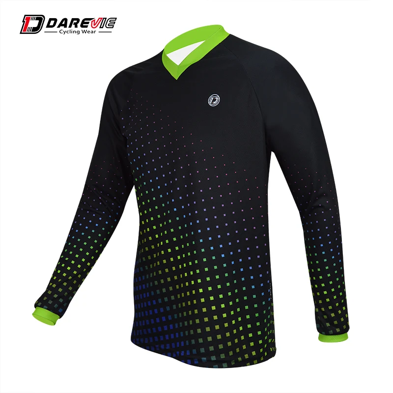 

Darevie MTB Cycling Jersey Breathable Quick Dry Cycling Jersey Men with Elbow Protection Anti-Sweat UV-protect Full Sleeves