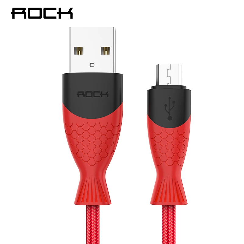 ROCK 3A Micro USB кабель Быстрая зарядка для Xiaomi Redmi Note 5 Pro Android кабель для передачи данных для мобильного телефона для samsung S7 шнур зарядного устройства - Цвет: Red