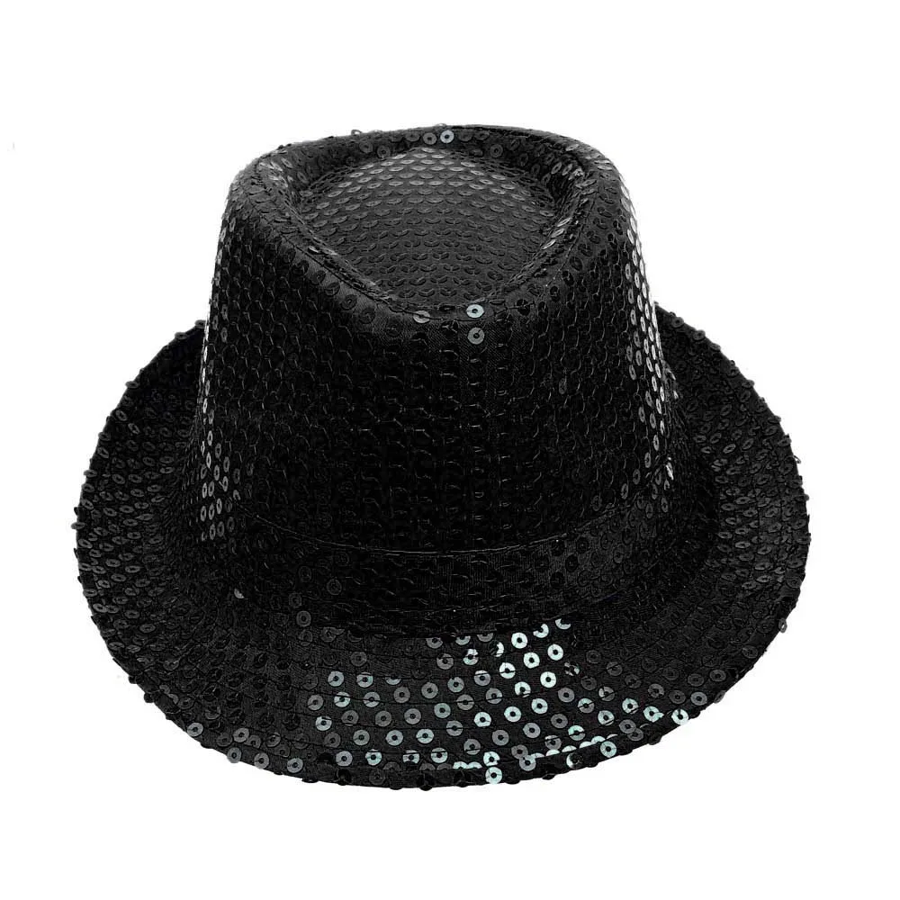 15 джазовая шляпа сценический танцевальный для выступлений блестки волшебное шоу бар вечерние шляпы для танцев поставки шоу представления кепки - Color: Black