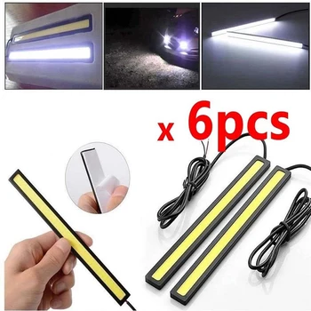

6pcs 12V Waterproof White DRL LED Strip Lights Bars Camping Caravan Boat Car COB Daytime Running light Bar lamp Tape Strings