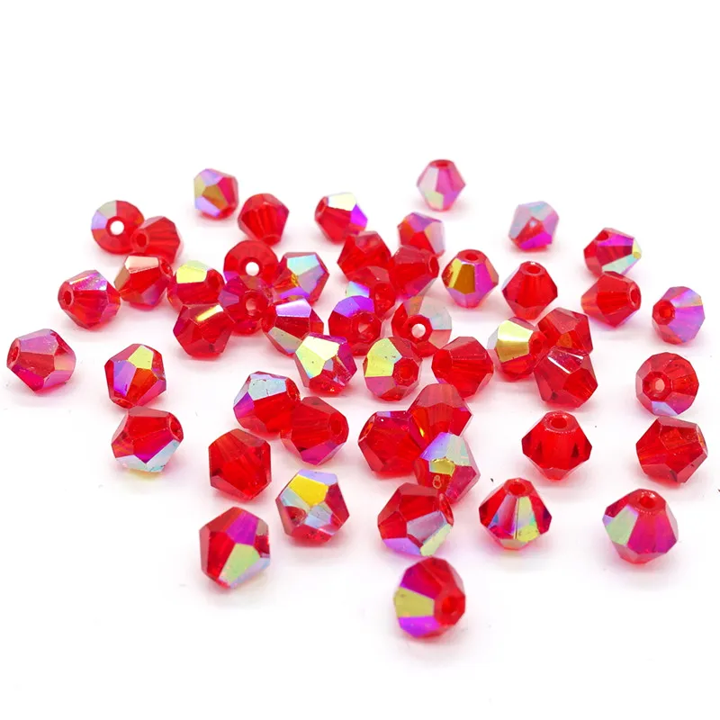 

Hot red half AB bicone crystal glass 5301 # loose spacer Beads DIY 3mm4mm6mm