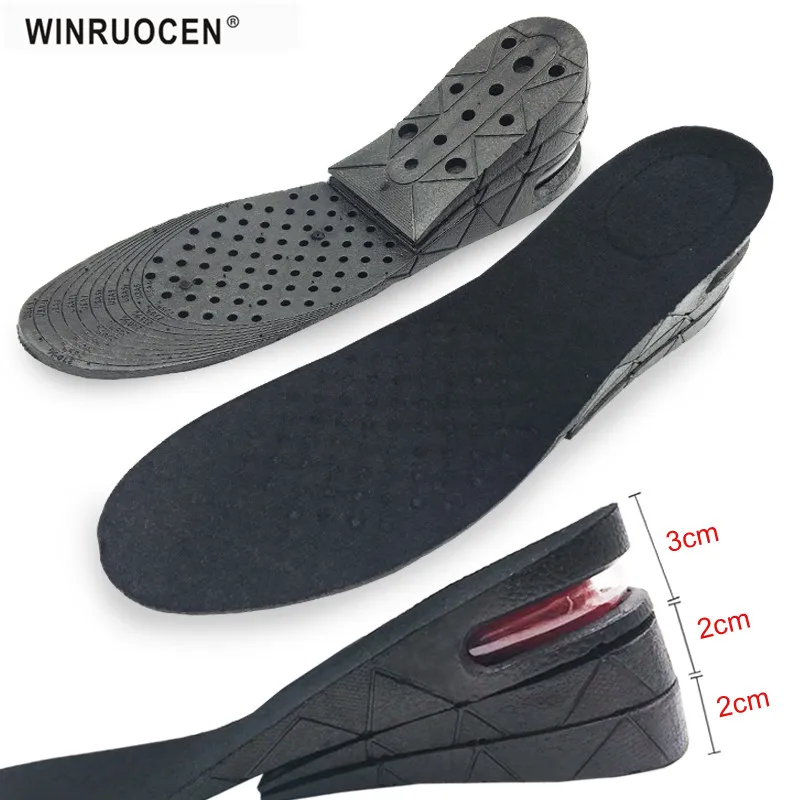 WINRUOCEN قابل للتعديل 3-7 سنتيمتر 3 طبقة يصل وسادة هوائية كعب إدراج زيادة ارتفاع رفع للجنسين حذاء نعل زيادة الارتفاع بطانة حذاء