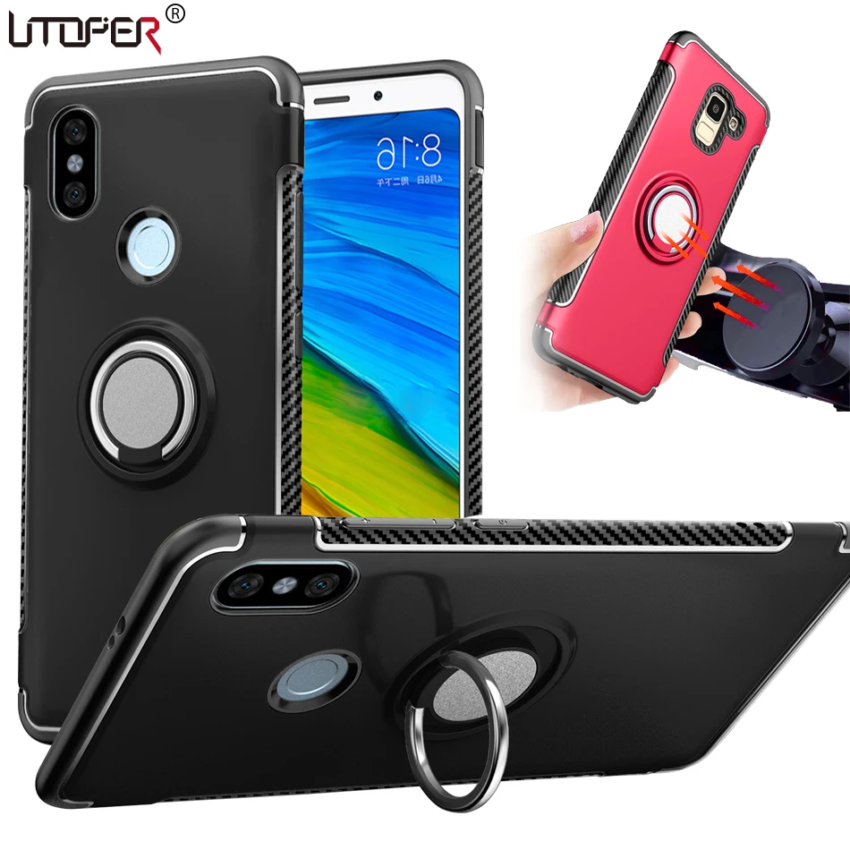

For Xiaomi Mi A2 Lite Case Cover Redmi 6 Pro Case Silicone For Xiomi Redmi 6 6A S2 5 Plus Case Coque Etui 3D Ring Magnetic Black
