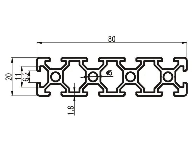 20 x 80 mm Aluminum extrusion v-slot linear rail for DIY CNC 3D printer US ship 