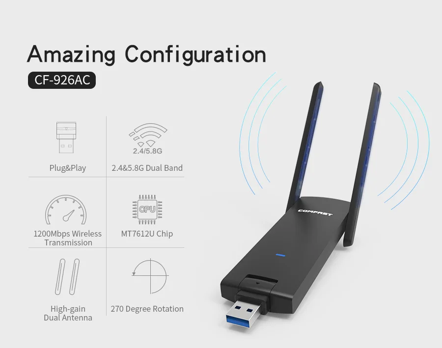 COMFAST usb wifi adapter 1200mbps Dual Band wi fi dongle font b computer b font AC
