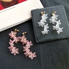 Pendientes a la moda, pendientes de flores para mujer, pendientes Vintage creativos con temperamento contraído para mujer, joyería fina