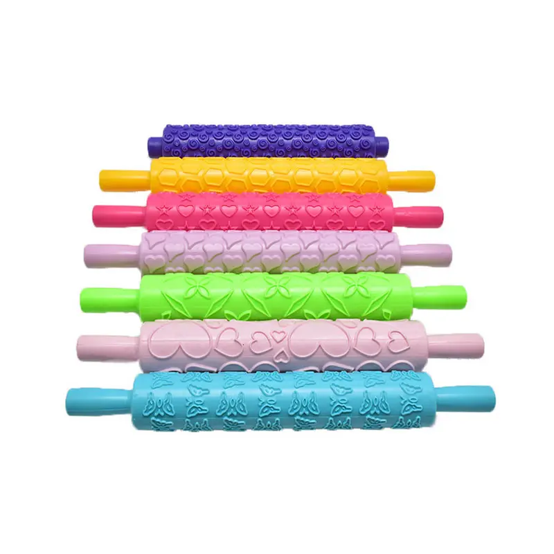

Pastic Non-Stick Fondant Rolling Pin Embossing Cake Fondant Cake Dough Cooking Tools Cake Roller Crafts DIY Baking Kitchen Tools